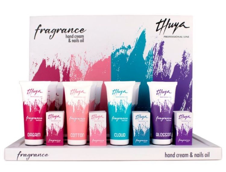 Imagen de Expositor Fragrance Thuya 12 cremas manos + 12 Aceites Cutículas